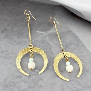 Crescent Moon Moonstone Earrings